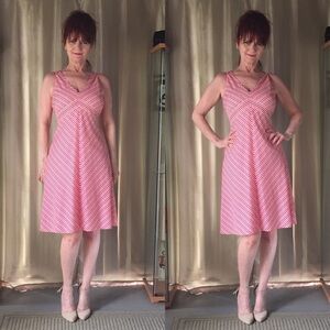 PINK ORANGE & WHITE CHEVRON DESIGN A LINE DRESS